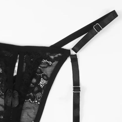 Lace Hollow Out Panties Garter Sexy Lingerie Underwear G-string Set