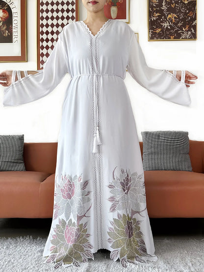 Muslim Chiffon Diamond Long Sleeve African Abaya