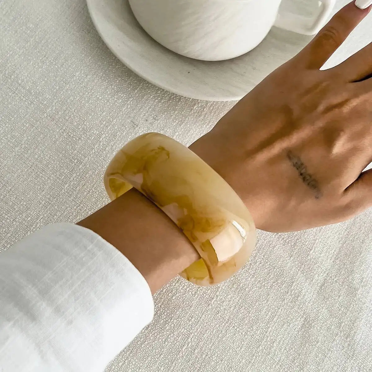 Vintage Geometry Resin Acrylic Thick Wide Bracelets