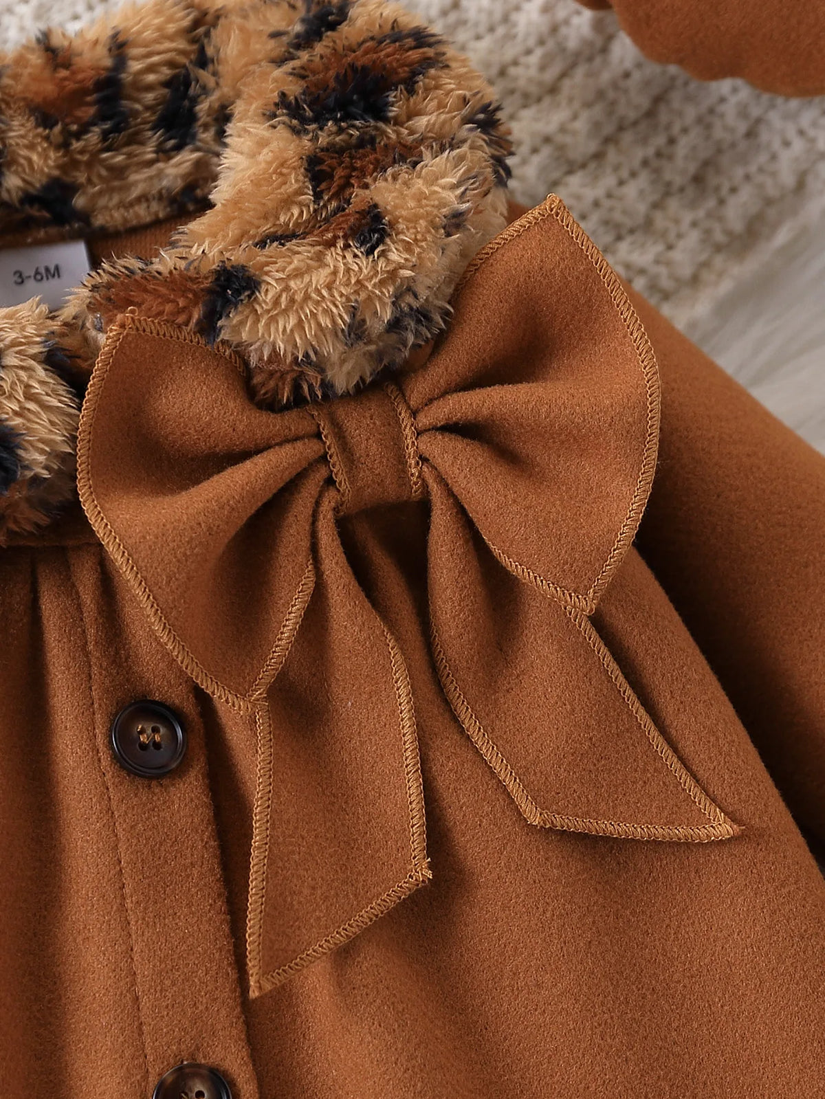 Retro Leopard Print Doll Collar Woolen Coat Set