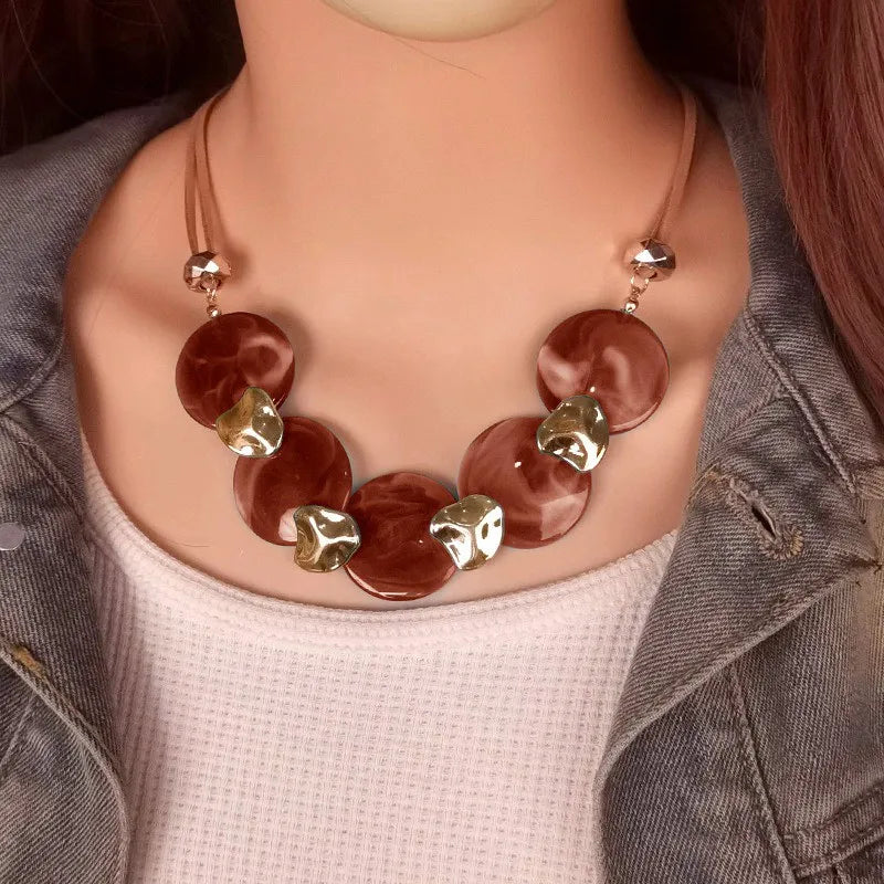 Bohemian Statement Acrylic Circular Pendants Necklace
