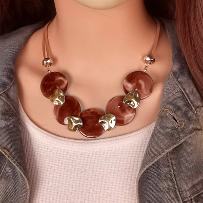 Bohemian Statement Acrylic Circular Pendants Necklace