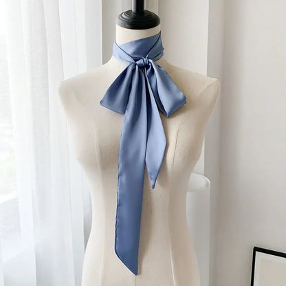 5x200cm Satin Silk Narrow Scarf Neckerchief Solid Neck Scarves Long Silk Thin Scarf