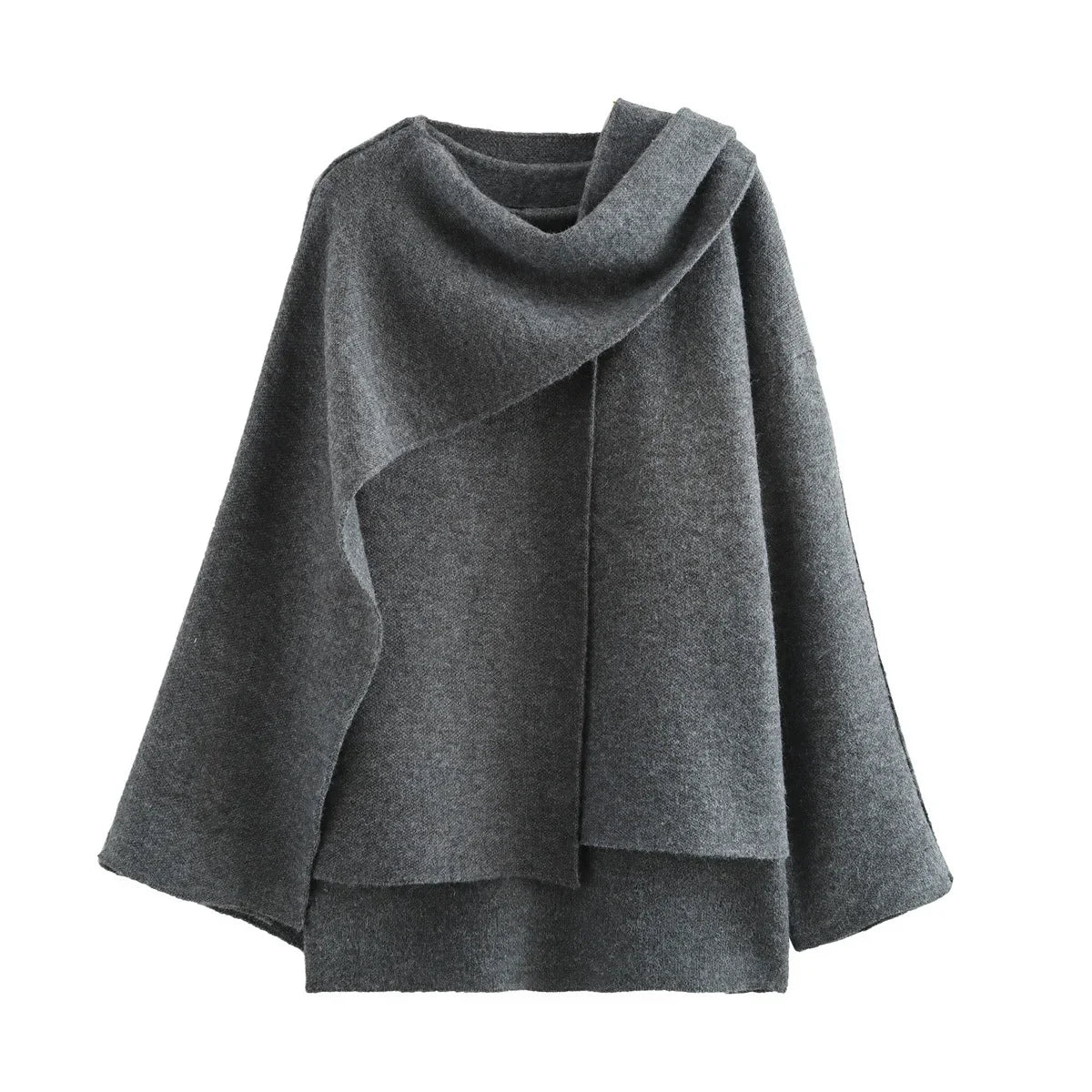 Autumn Winter Commuter Loose Oversize Elegant Split Chic Scarf Jacket