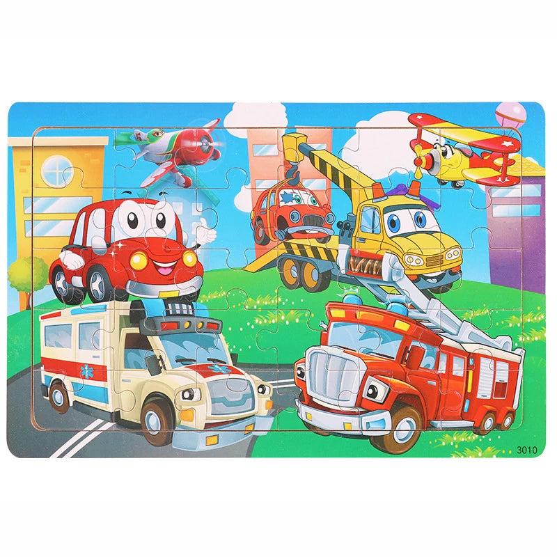 30 Pieces Wooden Jigsaw Puzzle Kids Cartoon Animal Puzzles Toys