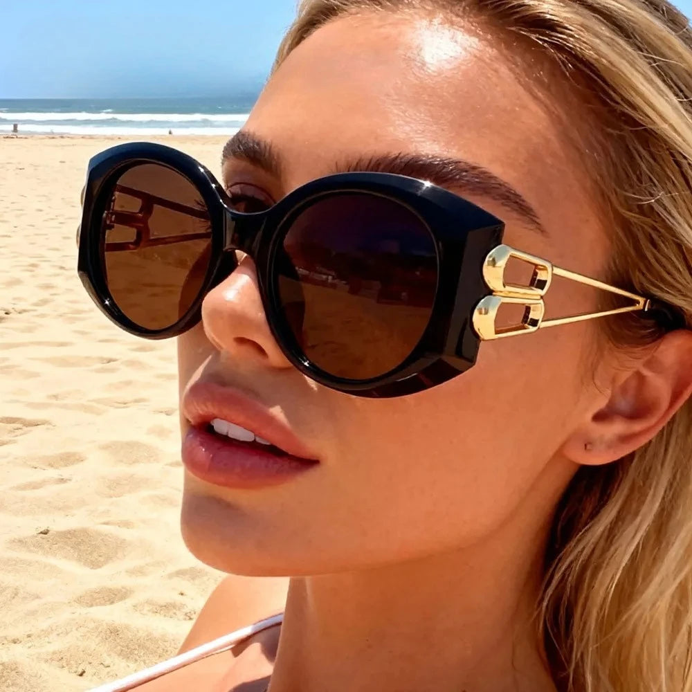 Vintage Oversize Square Hollow Cat Eye Sunglasses