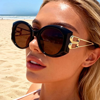 Vintage Oversize Square Hollow Cat Eye Sunglasses