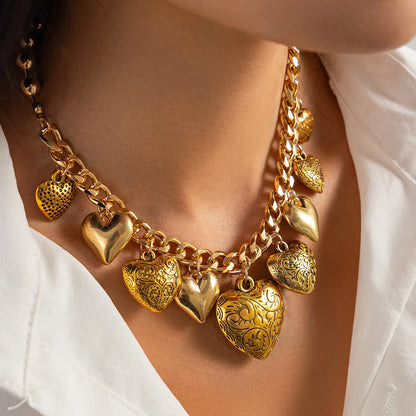 Choker Necklaces Punk Heart Hip Hop Jewelry Set