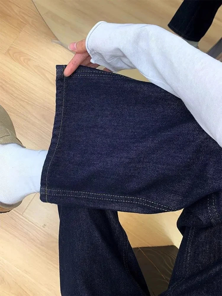 Dark Blue High Waist Loose Wide Leg Pants Jeans