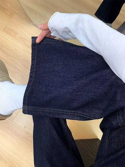 Dark Blue High Waist Loose Wide Leg Pants Jeans