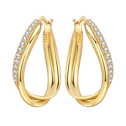 S925 Sterling Silver 18k Gold Square Hoop Earrings