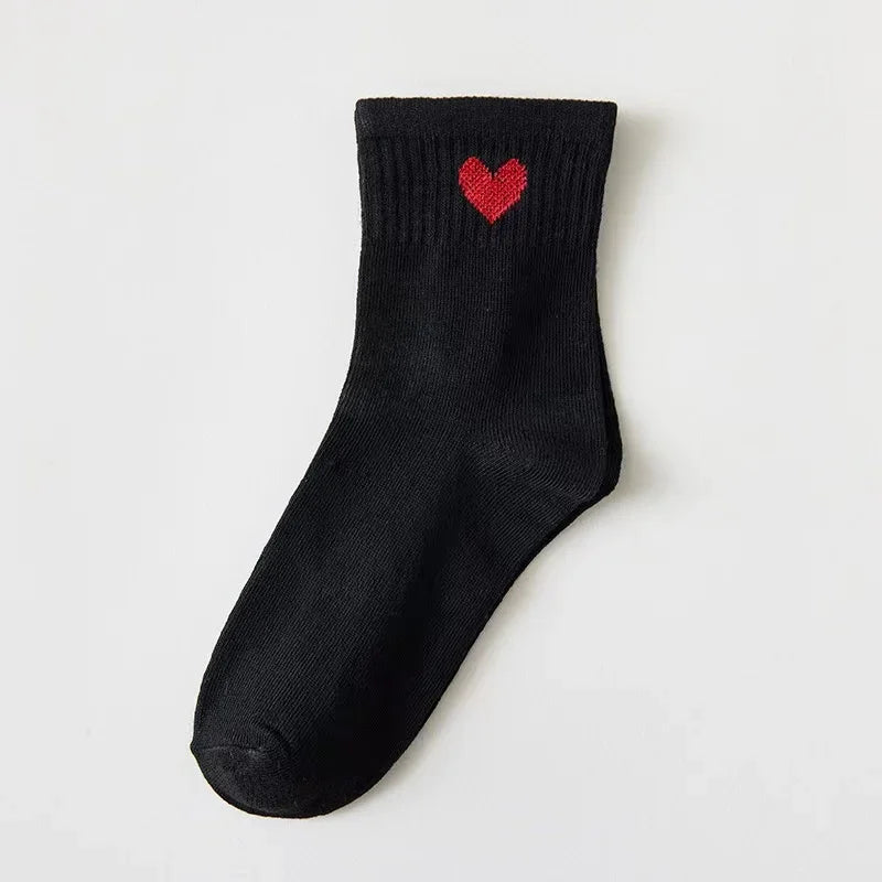 5 pares de preciosos calcetines de algodón con corazones
