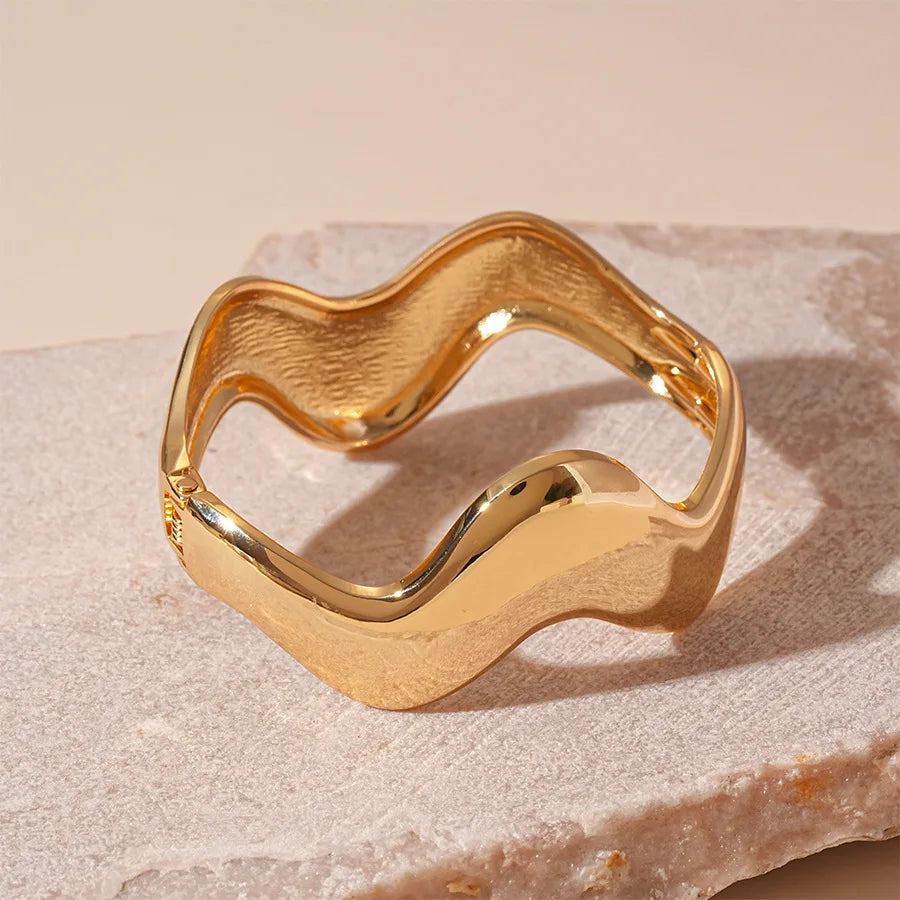 Natural Wooden Square Round Hip Hop  Rivet Beads Wide Bangles Bracelet
