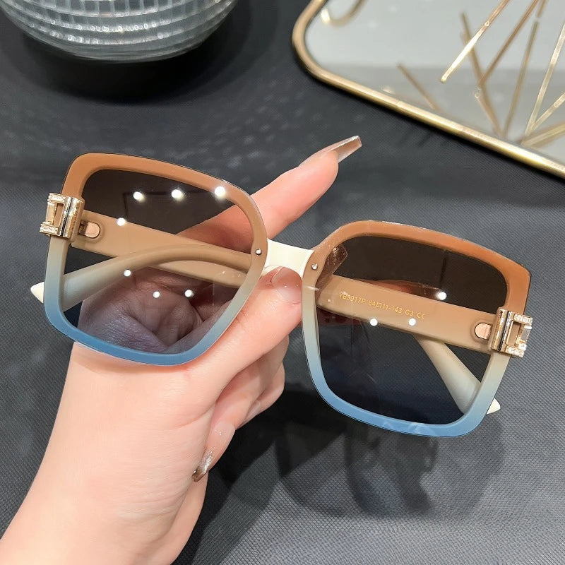 Polarized Square Vintage Leather Sunglasses