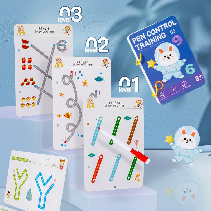All-in-One Magic Tracing Coloring Book Reusable Pen Control Workbook
