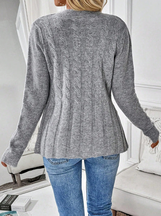 Simple solid color long sleeved sweater