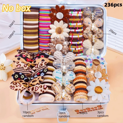 Bow High Elastic Hair Accessories Set No Hurt Hair Colorful Girls Hair Bands