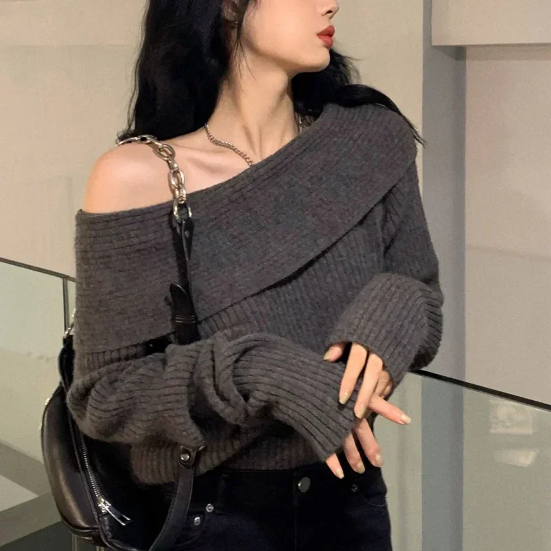Off Shoulder Long Sleeve Casual Sexy Pullover