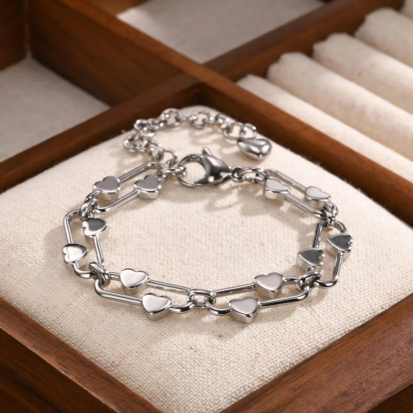 Distinctive Elliptical Hand-made Chain Stainless Steel Bracelets
