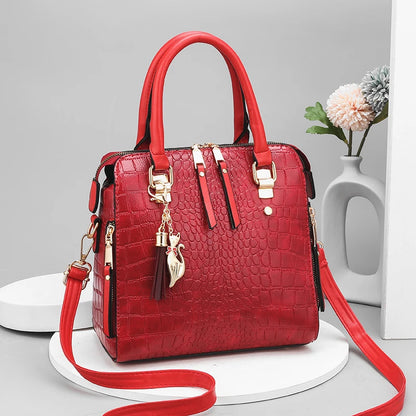 Luxurious Crocodile Embossed Tote Handbag