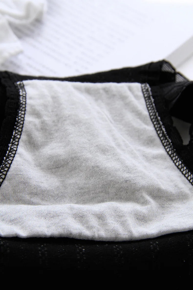 Cotton Sexy Black Underwear Lingerie Set