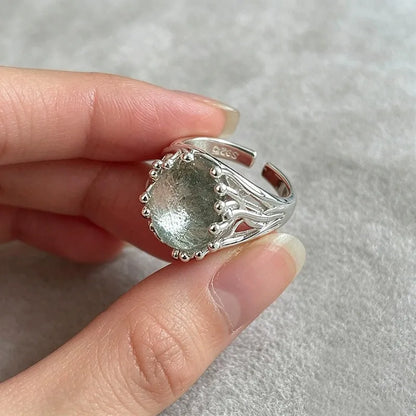 925 Sterling Silver Sparckling Moonstone Minimalist Handmade Ring