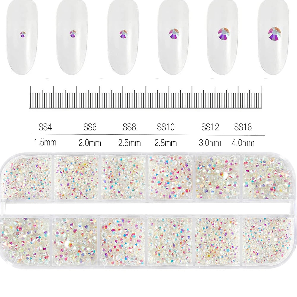 12Grids Mixed Mini Christmas Gems Nail Charms