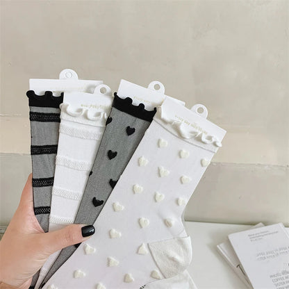 Thin Glasses French Lace Socks