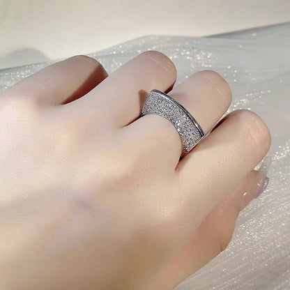 925 Sterling Silver Irregular Hollow Out Diamond Ring