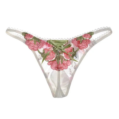 Sexy Floral Embroidered T-Back Low Waist Lingerie Underwear
