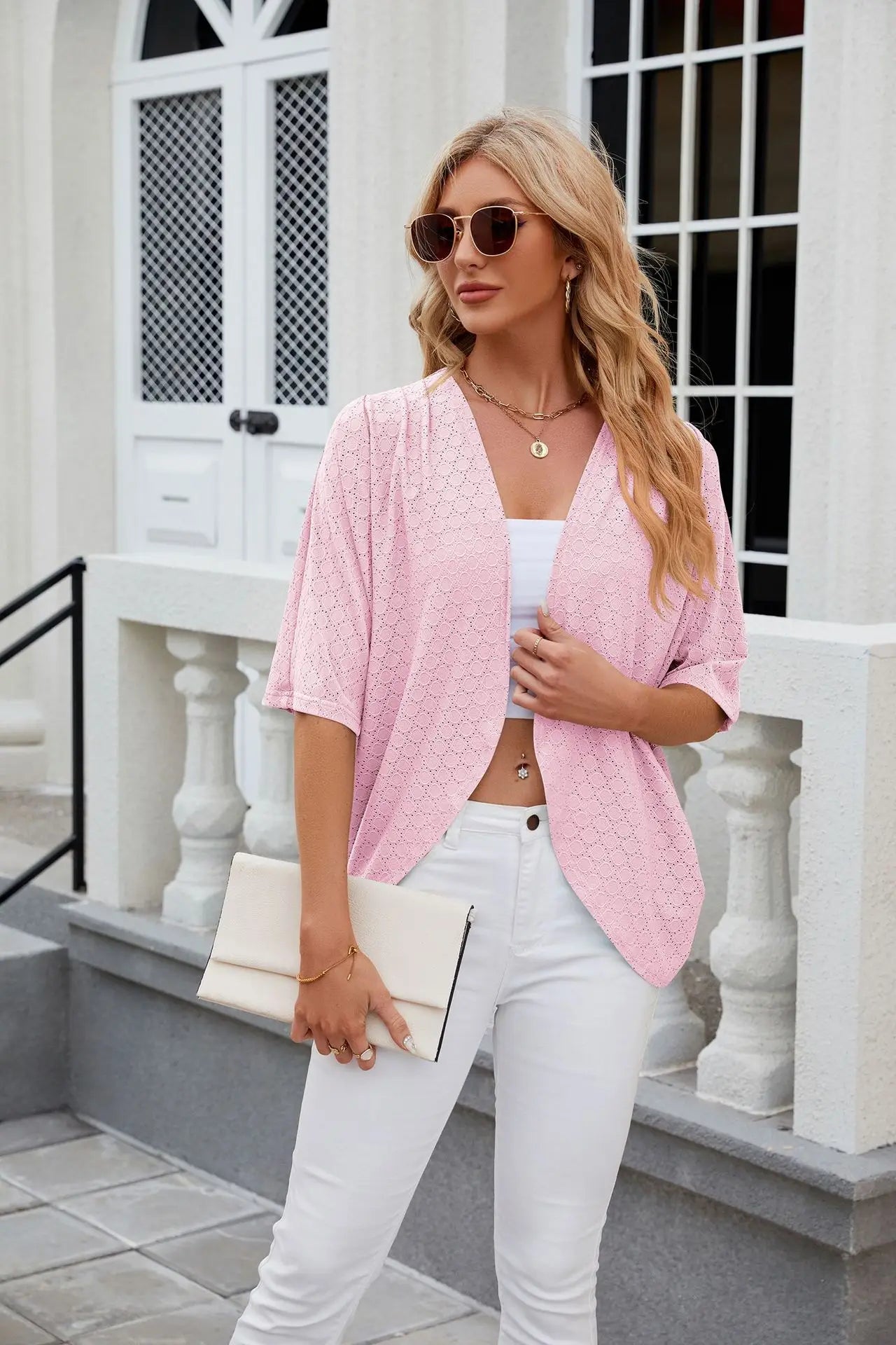 Elegant Mid Sleeve Casual Loose Cardigan Shirts