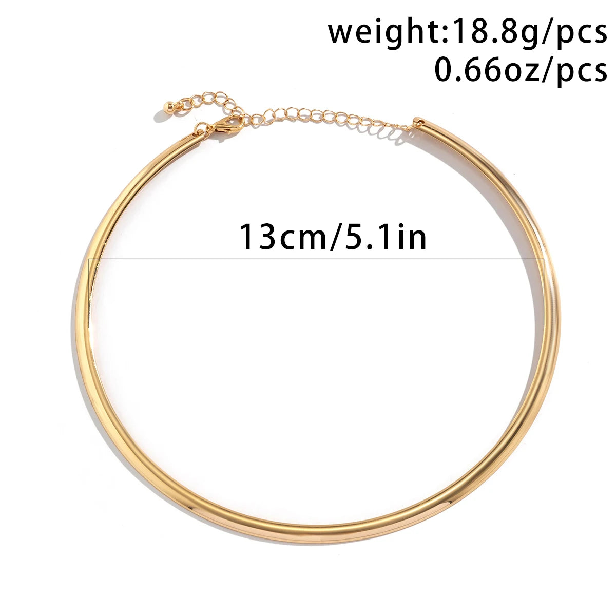 Punk Smooth Metal Round Torques Choker Necklace