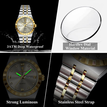 Luminous Stainless Steel Quartz Watches