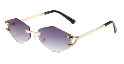 Retro Polygonal Rimless Irregular Square Sunglasses