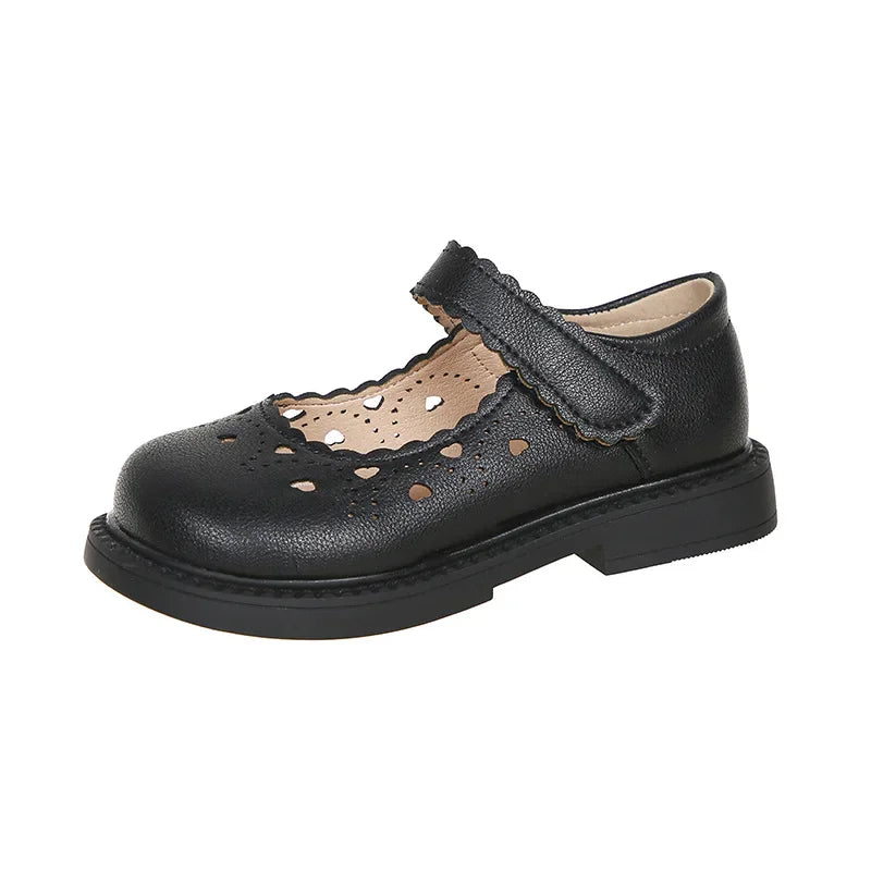 Leather Mary Janes Heart Shoes