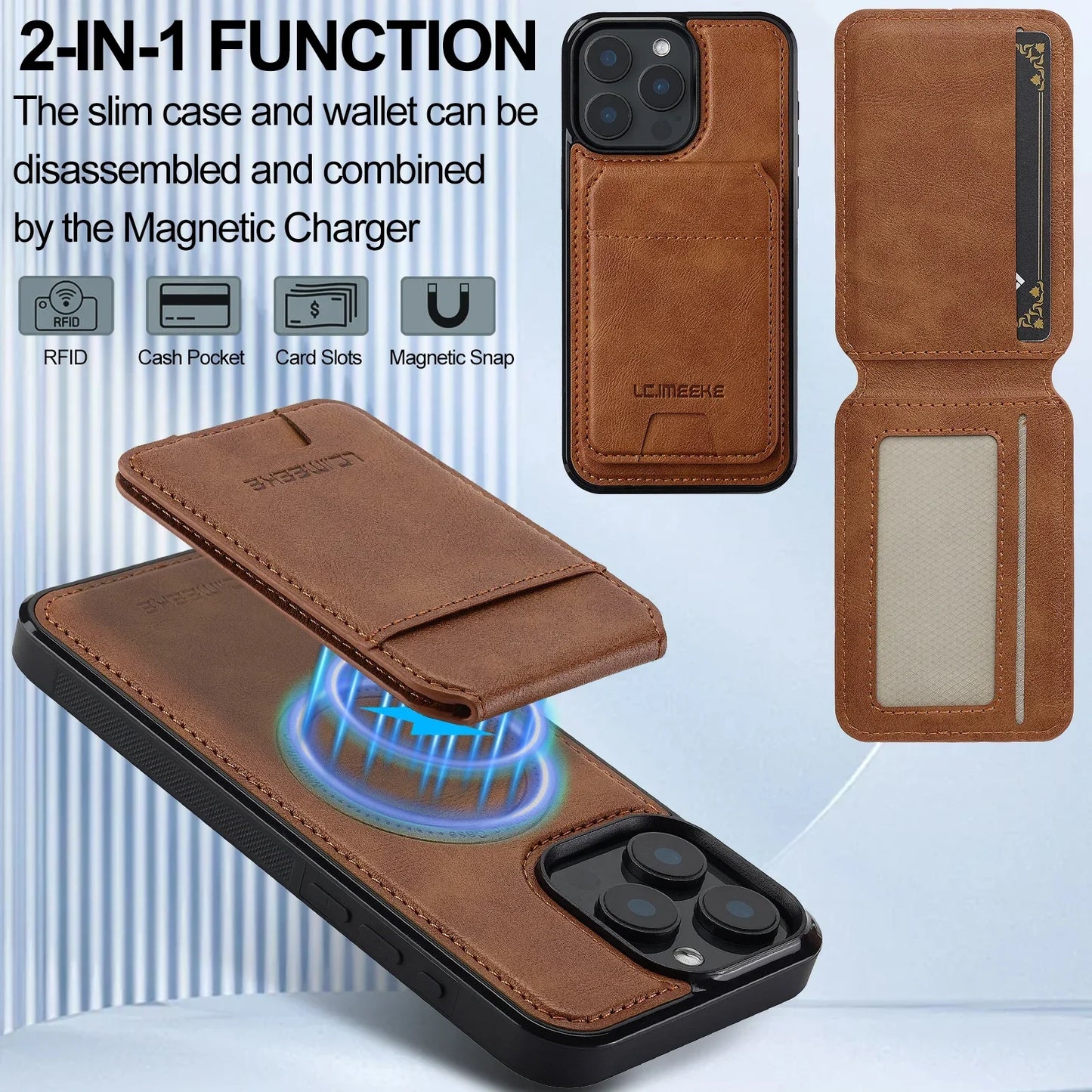 Detachable Magnetic 2 In 1 Leather Case Phone Cover