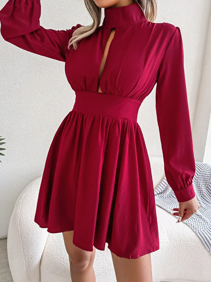Casual Hollow Out Long Sleeve Dress