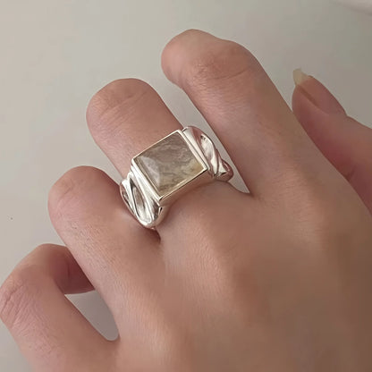 925 Sterling Silver Geometry Crystal Ring