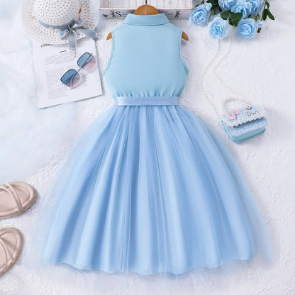 Teen Girl Sleeveless Mesh Princess Dress