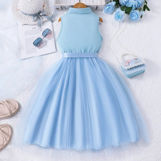 Teen Girl Sleeveless Mesh Princess Dress