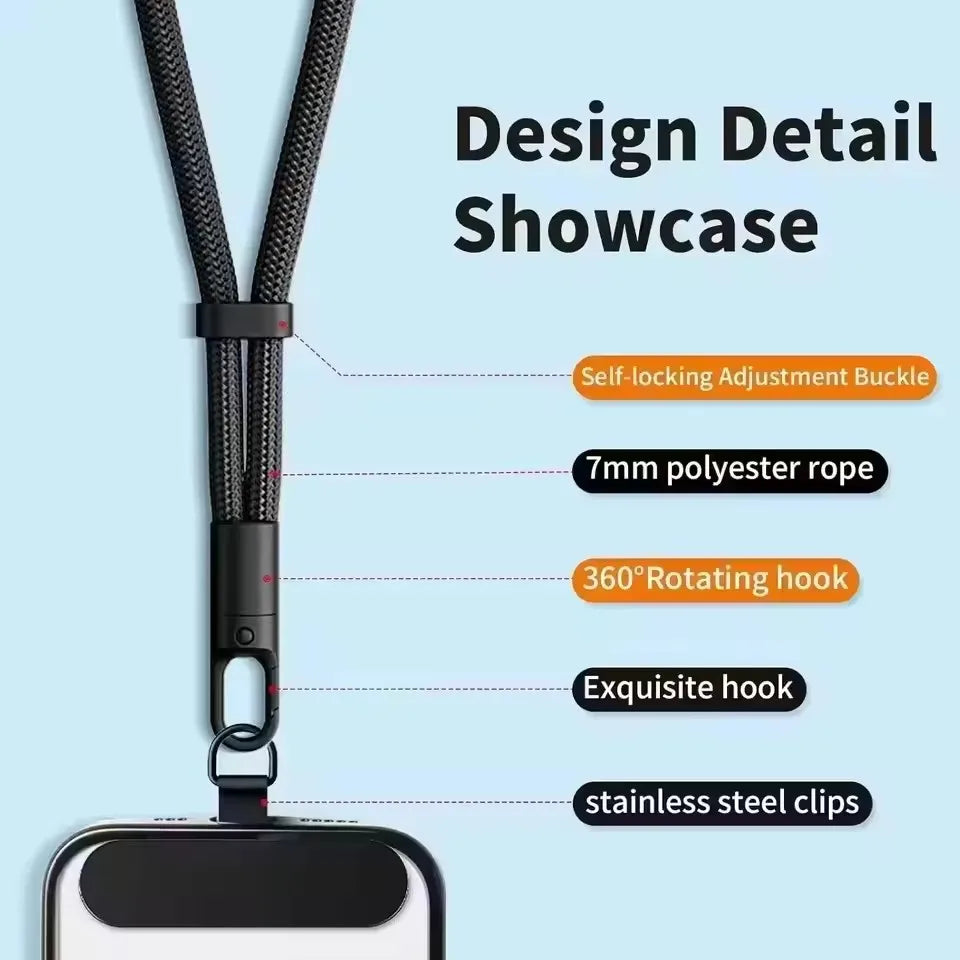 Universal Adjustable Mobile Phone Self-Locking Anti-Loss Lanyard Short Wrist Strap Durable Cell Phone Strap