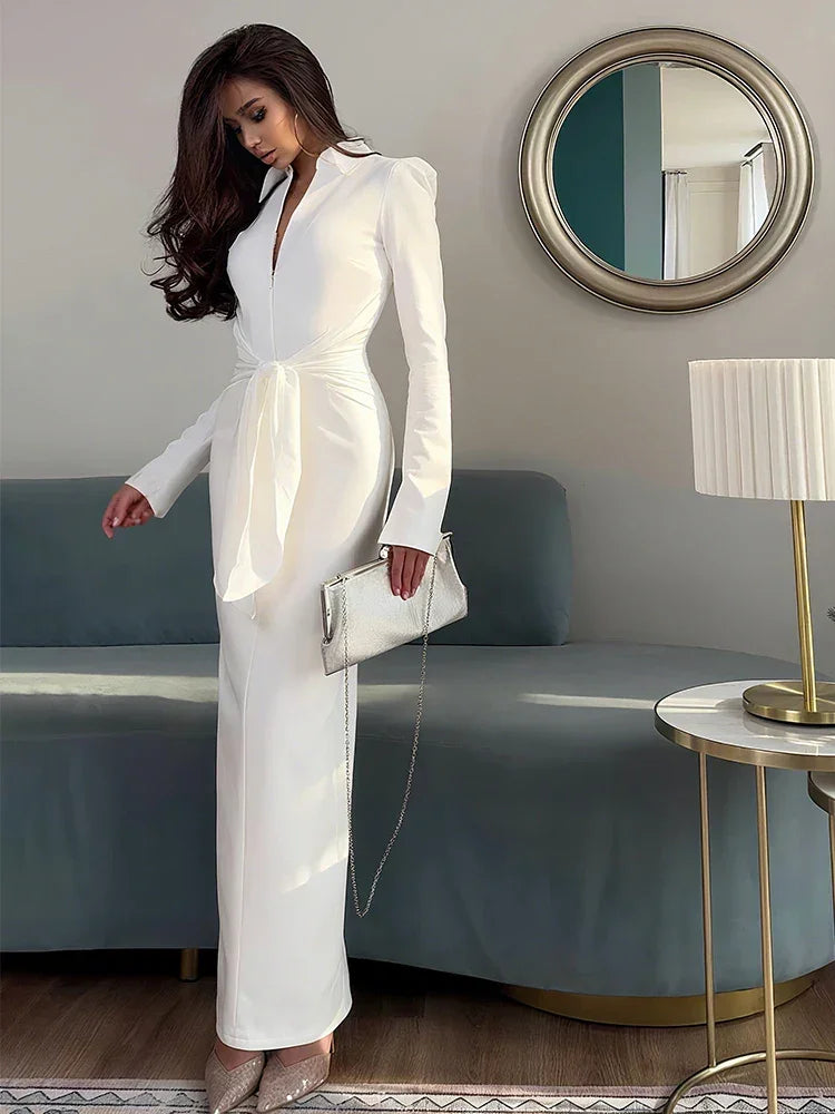 Full Sleeve Splits Elegant Long Dress