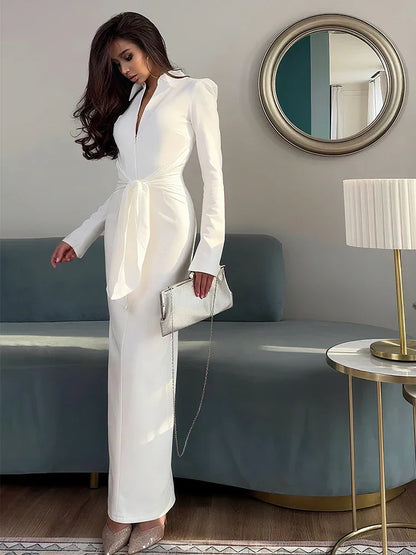 Full Sleeve Splits Elegant Long Dress