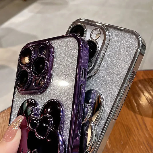 Glitter Mirror Rabbit Stand Case For Samsung Cover