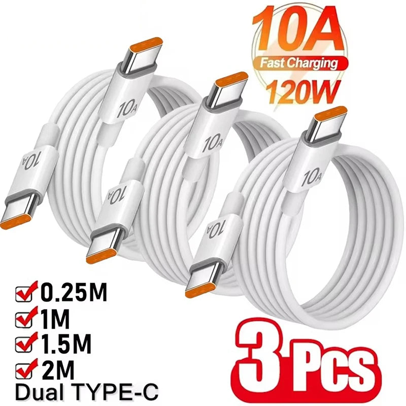 1/3Pcs 10A Cable 120W Super Fast Charging Type C