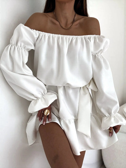 Off Shoulder Puff Sleeve Mini Dress