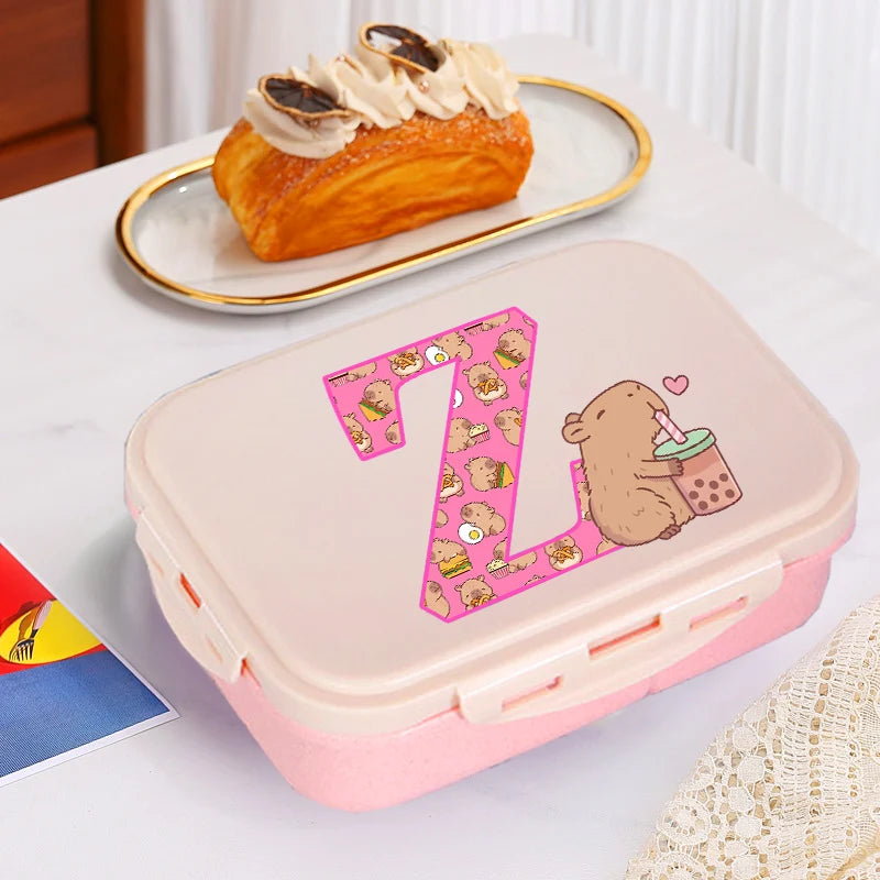 Capybara Cute Lunch Box Girls Capibara Letter A-Z Bento Box