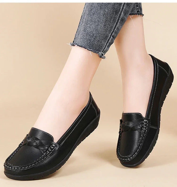 Soft Leather Loafer Flats Slip Shoes