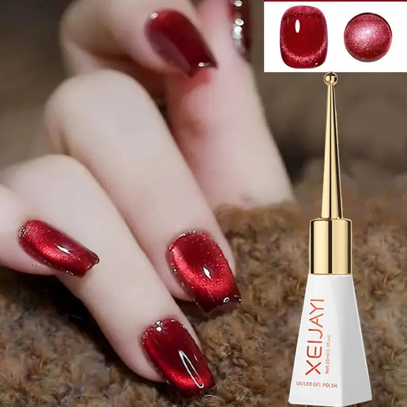 3pcs Pink Cat Eye Gel Nail Polish & Magnet Tools Set