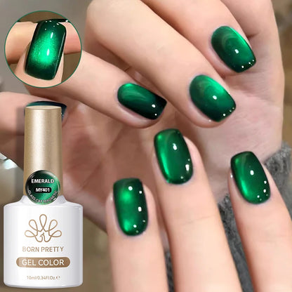 10ml Green Emerald Cat Magnetic Gel Eye Gel Polish Glass Bead Soak Off